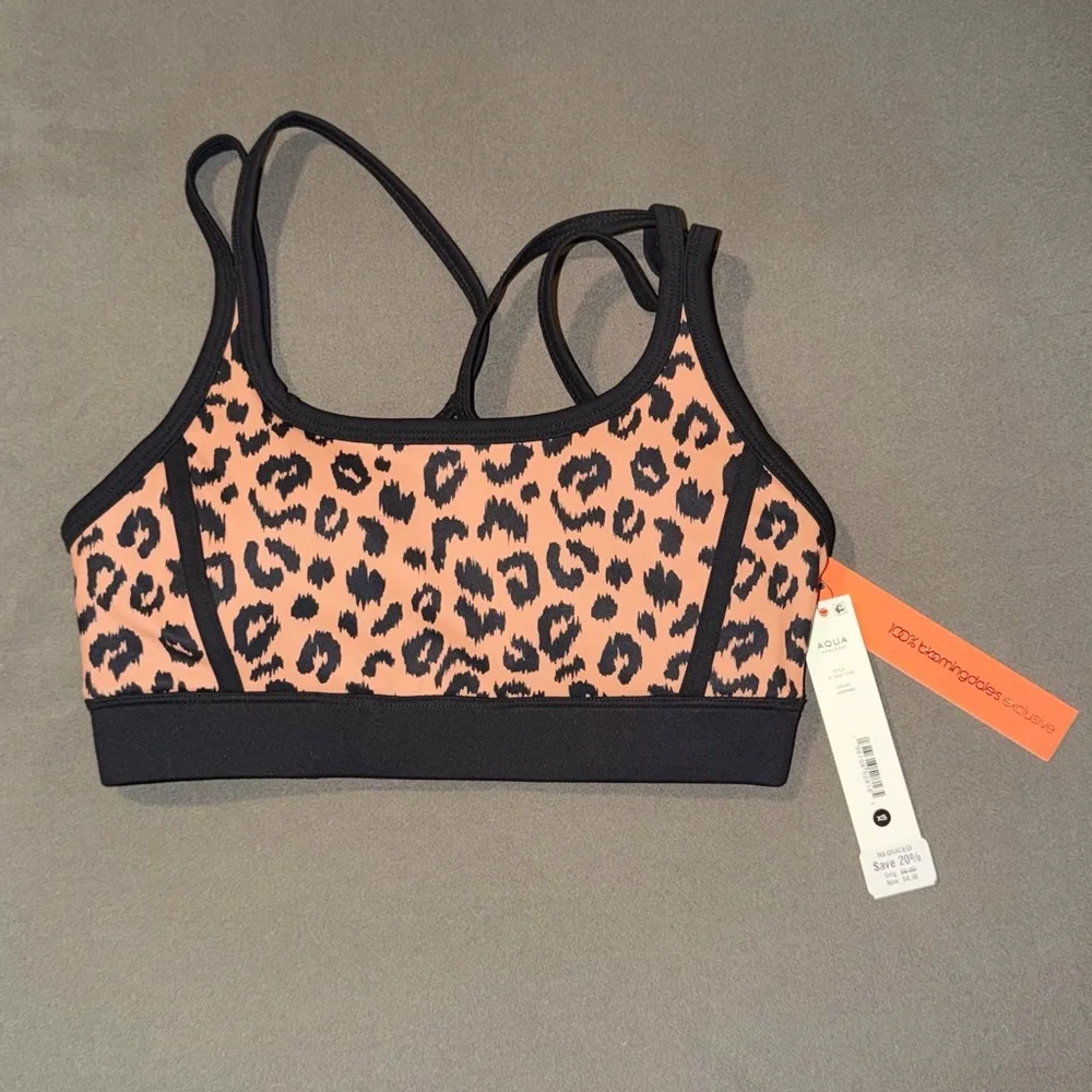 Women's Leopard Print Sports Bra - Aqua Athletic